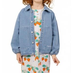 NEW TINYCOTTONS graphic jacket in light blue denim